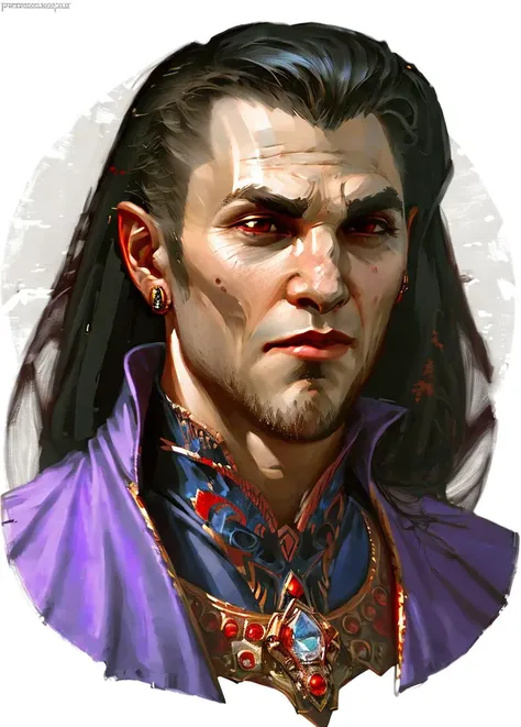 rpp, portrait of a vampire, illustration, concept art <lora:dnd_portrait:0.9>