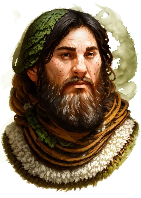 rpp, portrait of a druid, illustration, concept art, in the style of greg rutkowski <lora:dnd_portrait:0.9>