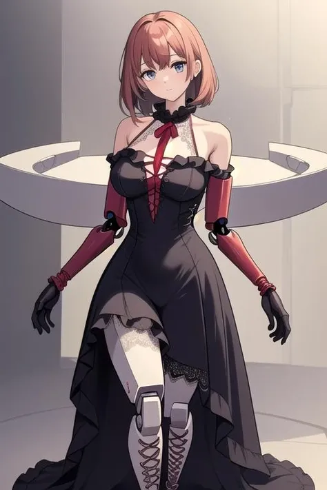 masterpiece best quality super robots \FemaleCombinedSuperRobots\ with (gown fishunet Lace-up Frill neck dress:1.3). (perfect hands:1.2) <lora:FemaleCombinedRobots_vol1.2_2023_09_22:1.5>