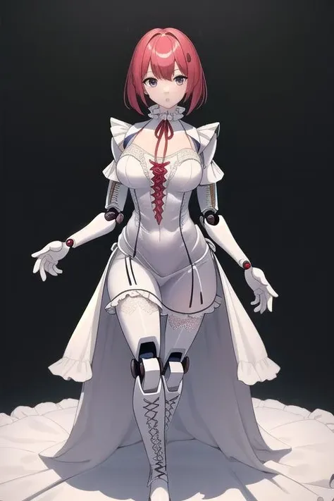 masterpiece best quality super robots \FemaleCombinedSuperRobots\ with (gown fishunet Lace-up Frill neck dress:1.3). (perfect hands:1.2) <lora:FemaleCombinedRobots_vol1.2_2023_09_22:1.5>