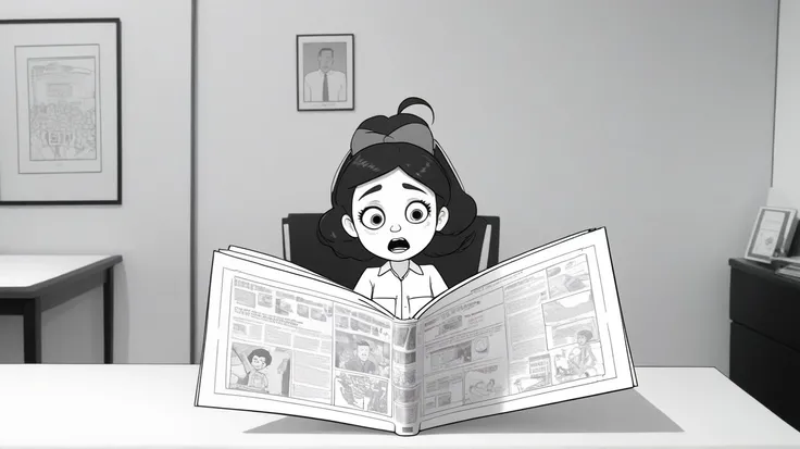 <lora:ColoringBookRedmond-ColoringBook-ColoringBookAF:1.0> (Coloring Book, ColoringBookAF, black and white, thick lines:1.3), [:(Encouraged 23-year-old Rockabilly girl wearing (Ribbon tie blouse with suspender skirt):1.2):2], [(Broadcasting a censored news report through a makeshift transmitter:1.3)], pixar, ColoringBookAF, B&W