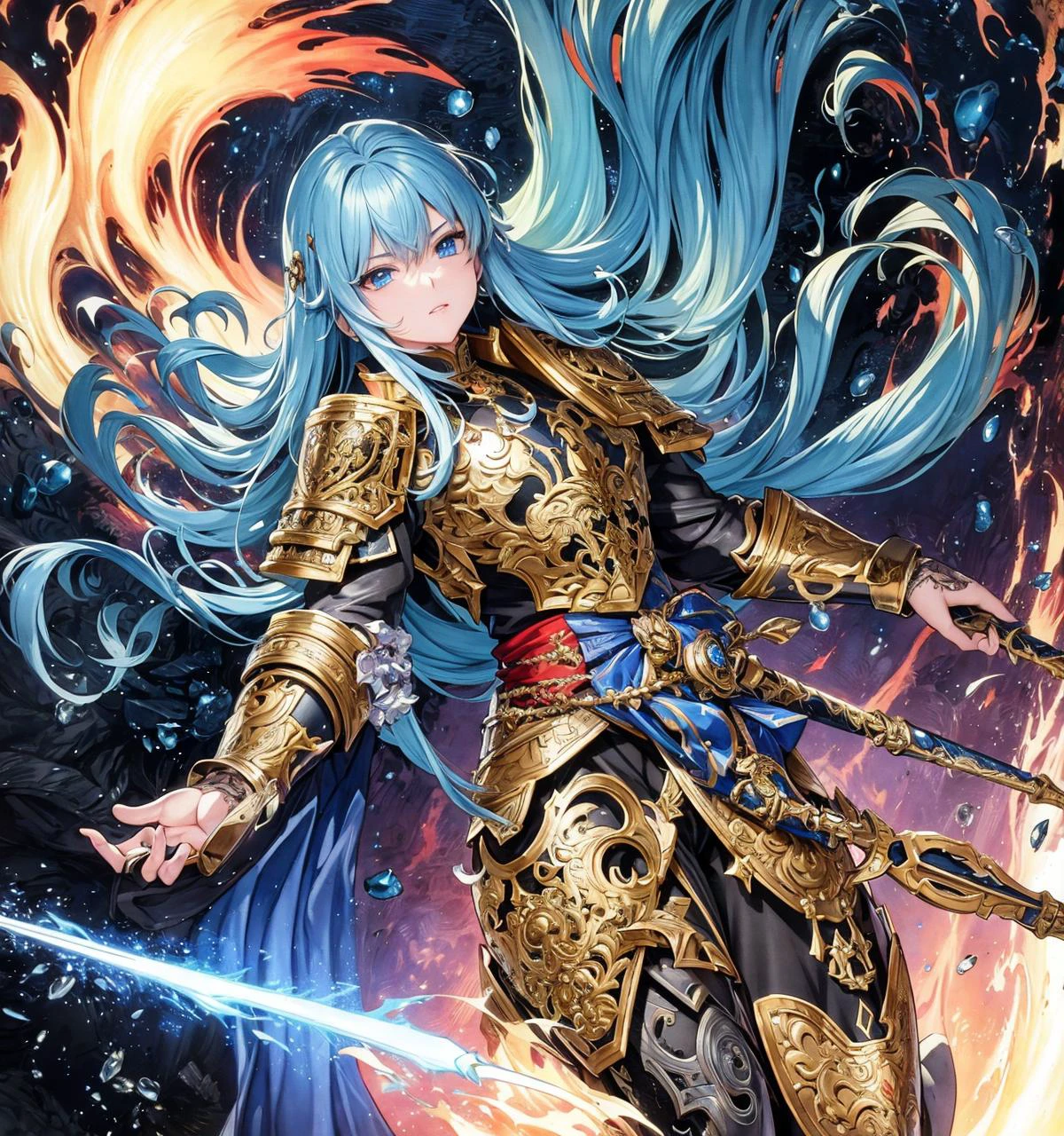 8k,4k,masterpiece, best quality, finely detail,manga,anime coloring, color, dramatic angle, soldier, armor, dark fantasy illustration, (ink and watercolor:1.2), (illustration), classical art:0.4, detailed, intricate, (fantasy art), weapon, facing_viewer,