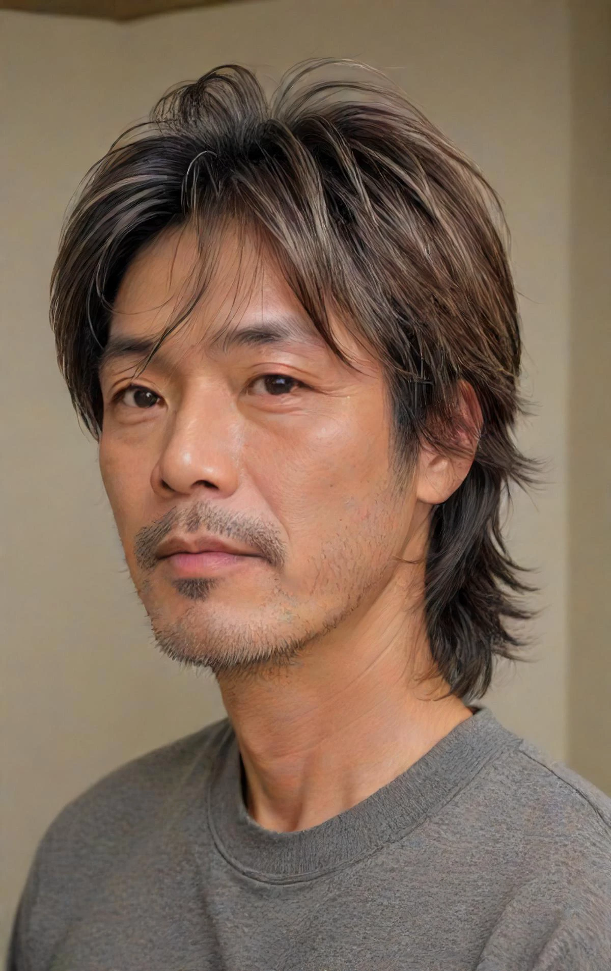 <lora:LCMTurbo4:1>, 1man of 45yo (æ§ ç´æ¨¹:1.3), Feathered hair <lora:ArtfullyHuman:1>