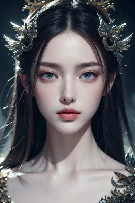 (otherworldly), highly insanely detailed, masterpiece, top quality, best quality, highres, 4k, 8k, RAW photo, (very aesthetic, beautiful and aesthetic), 1girl, solo, <lora:yufeng1939-skin-face-tweak:0>, close-up, face close up, (fantasy world)âââ