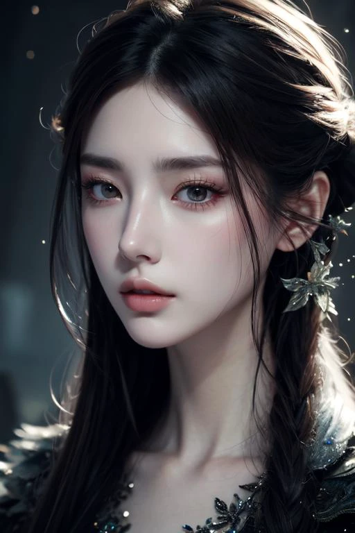 (otherworldly), highly insanely detailed, masterpiece, top quality, best quality, highres, 4k, 8k, RAW photo, (very aesthetic, beautiful and aesthetic), 1girl, solo, <lora:yufeng1939-skin-face-tweak:0.3>, close-up, face close up, (fantasy world)âââ