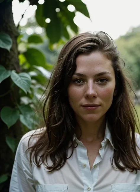 A stunning intricate color close up portrait of (sks woman:1) , wearing Button-down shirt and chinos, epic character composition, sharp focus, natural lighting, subsurface scattering, f2, 35mm, film grain, , by Imogen Cunningham, <lora:lora-small-anna-friel-v1:1>