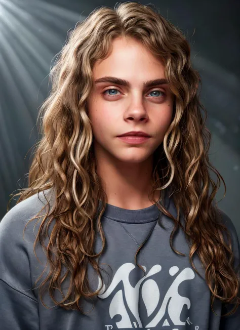 portrait of skswoman, afraid , wearing sweatshirt , with gray Curly hair , background hen house epic (photo, studio lighting, hard light, sony a7, 50 mm, matte skin, pores, colors, hyperdetailed, hyperrealistic), <lyco:Cara DelevingneV2:1.1>