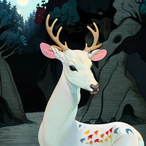 1White deer, best quality, masterpiece,Forest background, sunshine,<lora:jiuselu:0.8>