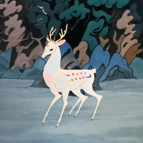 1White deer, best quality, masterpiece,Forest background, <lora:jiuselu:0.8>