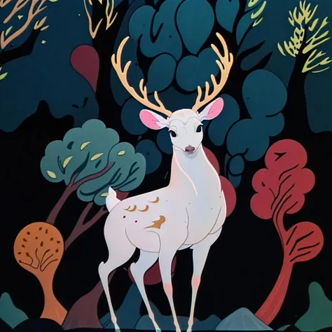 1White deer, best quality, masterpiece,Forest background, sunshine,<lora:jiuselu:0.8>