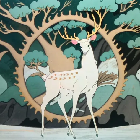 1White deer, best quality, masterpiece,Forest background, sunshine,<lora:jiuselu:0.8>
