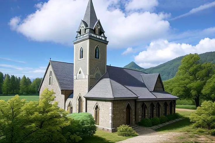 (masterpiece), (best quality), (extremely detailed), (no humans), (grand church of the exaltation of the holy cross steeple), outdoors, wide shot, extremely detailed wallpaper, (completely detailed features), 16k, UHD, &&