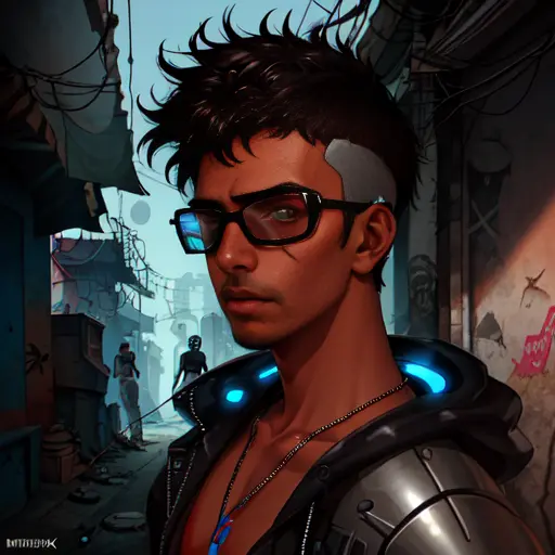 MeinaMix, stunning shot, [[brown guy]], face detailed, glass, oakley, evoke, cyberpunk streets,  brazilian, poor boy, guy, favela, 4k, 8k