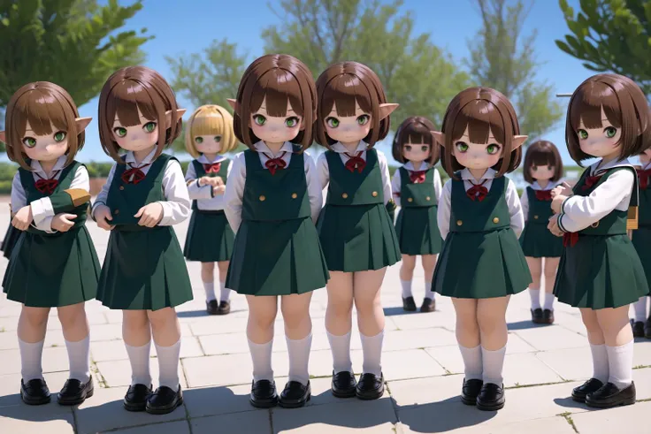 Multiple_girls, 6+girls, lineup, <lora:LalafellXIV_v1:0.9>, Lalafell, brown hair, green eyes, bob cut, pov, full body, school uniform, classroom,
<lora:multipleGirlsGroup_v10:0.5> Standing, graduation ceremony, chibi,