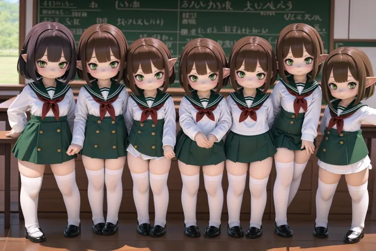 Multiple_girls, 6+girls, lineup, <lora:LalafellXIV_v1:0.9>, Lalafell, brown hair, green eyes, bob cut, pov, full body, school uniform, classroom,
<lora:multipleGirlsGroup_v10:0.7> Standing, graduation ceremony, chibi,