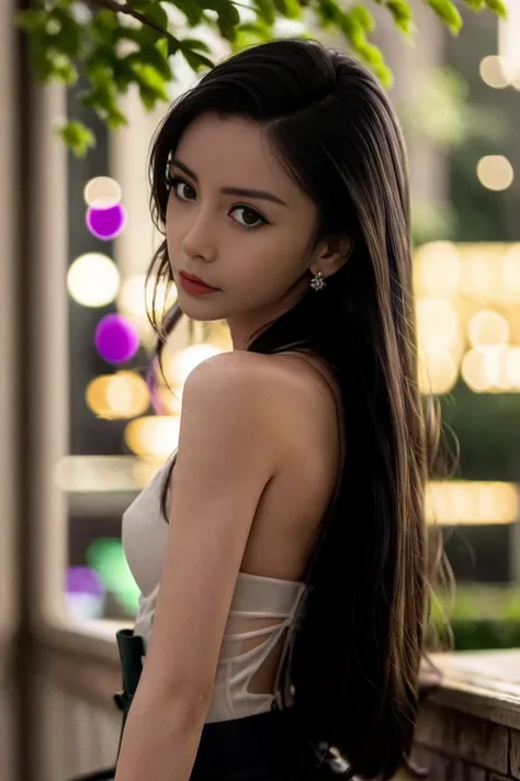 (glow:1.5),rainbowing,(Color grading.1.5),outdoor,green trees,nature,
1girl,solo,(exquisite body:1.6),
(high detailed skin:1.2),fair skin,
(sling:1.1),(mini skirt:1.1),(high heels:1.1),
HDR,highres,ultra high res,masterpiece,realistic,photographic,depth field,bokeh,