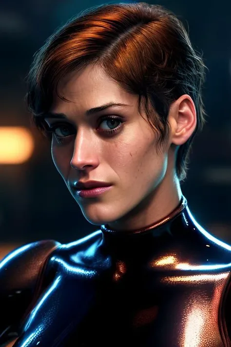 (CR-LizzyC4pl4n-frankyfrank2k:0.9), closeup photo of woman, (grey background:1.0), (oiled shiny skin:1.0), (tilted angle shot:1.0), (slick undercut hair:1.1),