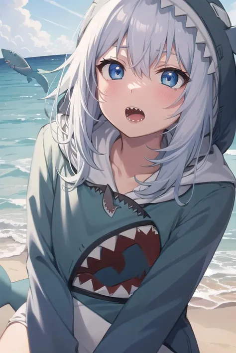 guragawr, <lyco:guragawr-lyco-nochekaiser:1>,
gura gawr, blue hair, grey hair, medium hair, multicolored hair, shark girl, sharp teeth, two side up, teeth,
BREAK (animal hood:1.5), blue nails, fins, fish tail, hood, long sleeves, (shark hood:1.5), shark tail, tail,
BREAK looking at viewer,
BREAK outdoors, ocean, submerged,
BREAK <lyco:GoodHands-beta2:1>, (masterpiece:1.2), best quality, high resolution, unity 8k wallpaper, (illustration:0.8), (beautiful detailed eyes:1.6), extremely detailed face, perfect lighting, extremely detailed CG, (perfect hands, perfect anatomy),