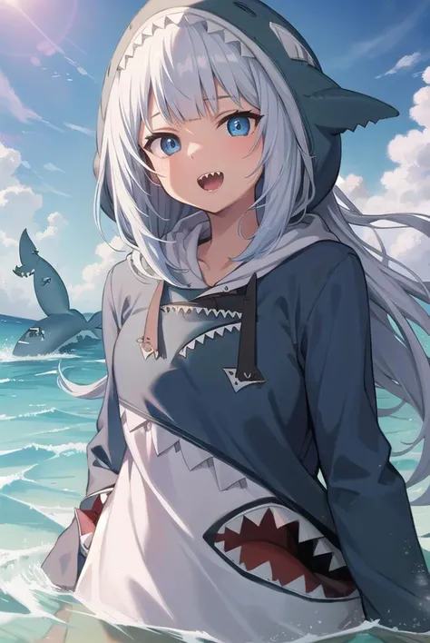 guragawr, <lyco:guragawr-lyco-nochekaiser:1>,
gura gawr, blue hair, grey hair, medium hair, multicolored hair, shark girl, sharp teeth, two side up, teeth,
BREAK (animal hood:1.5), blue nails, fins, fish tail, hood, long sleeves, (shark hood:1.5), shark tail, tail,
BREAK looking at viewer,
BREAK outdoors, ocean, submerged,
BREAK <lyco:GoodHands-beta2:1>, (masterpiece:1.2), best quality, high resolution, unity 8k wallpaper, (illustration:0.8), (beautiful detailed eyes:1.6), extremely detailed face, perfect lighting, extremely detailed CG, (perfect hands, perfect anatomy),