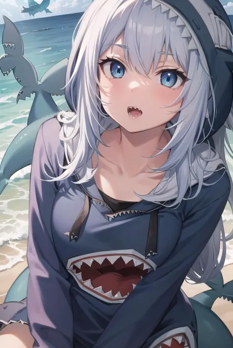 guragawr, <lyco:guragawr-lyco-nochekaiser:1>,
gura gawr, blue hair, grey hair, medium hair, multicolored hair, shark girl, sharp teeth, two side up, teeth,
BREAK animal hood, blue nails, fins, fish tail, hood, long sleeves, (shark hood:1.5), shark tail, tail,
BREAK looking at viewer,
BREAK outdoors, ocean, submerged,
BREAK <lyco:GoodHands-beta2:1>, (masterpiece:1.2), best quality, high resolution, unity 8k wallpaper, (illustration:0.8), (beautiful detailed eyes:1.6), extremely detailed face, perfect lighting, extremely detailed CG, (perfect hands, perfect anatomy),