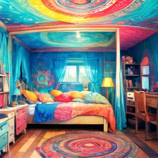 p4a psychedelic empty bedroom <lora:p4a_v1_a-lora-e20:1>