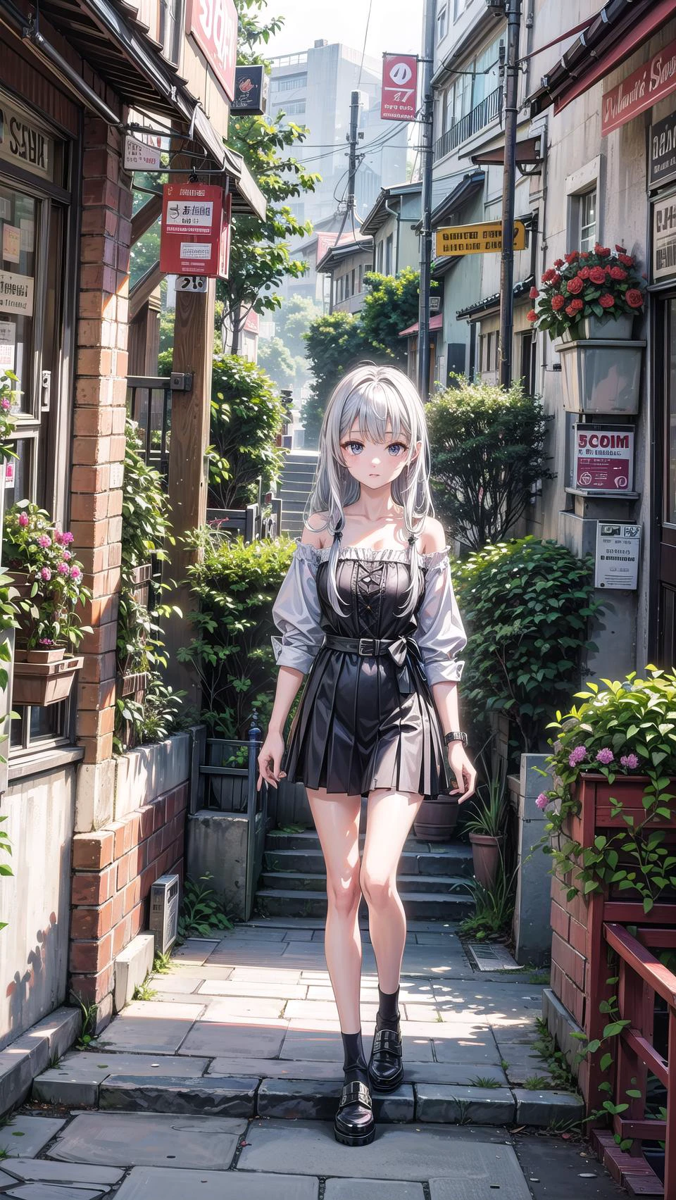 masterpiece, best quality,1girl, (full body:1.2), solo,scenery background, scenery,far shot,clear face, <lora:add_detail:1>