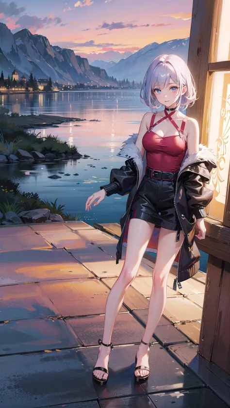masterpiece, best quality,1girl, (full body:1.5), solo,scenery background,night, scenery,far shot,clear face, errotic, sexy,