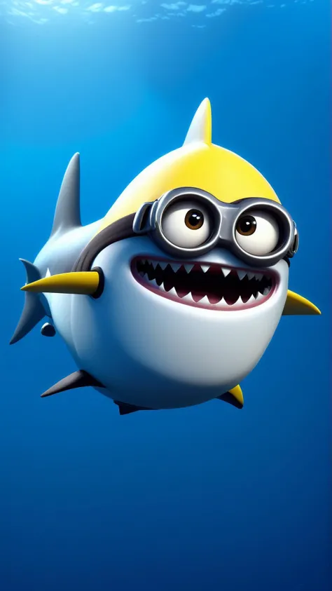 fantasy, archaeology  theme, <lora:MinionStyleXL:1.3> MinionStyle shark as a minion, 3D, pixar, CG