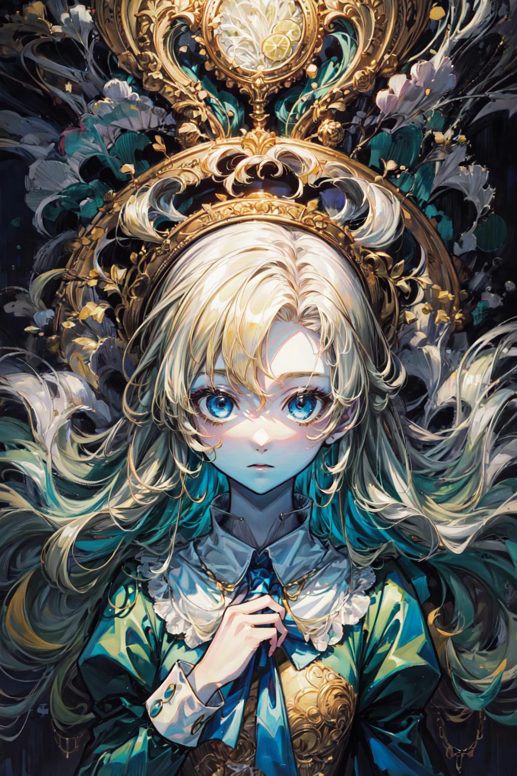 (abstract art:1.3), style of Yuko Shimizu, lemon theme,white theme,green theme, 1girl,white skin, gold long hair, ultra high res, masterpiece, best quality, <lora:acid_fluid_lora:0.39> <lora:M4rbleSCNEWCIVIT:0.41> <lora:add_detail:0.96> <lora:maryibv6:1> <lora:perfect fingers :0.1>