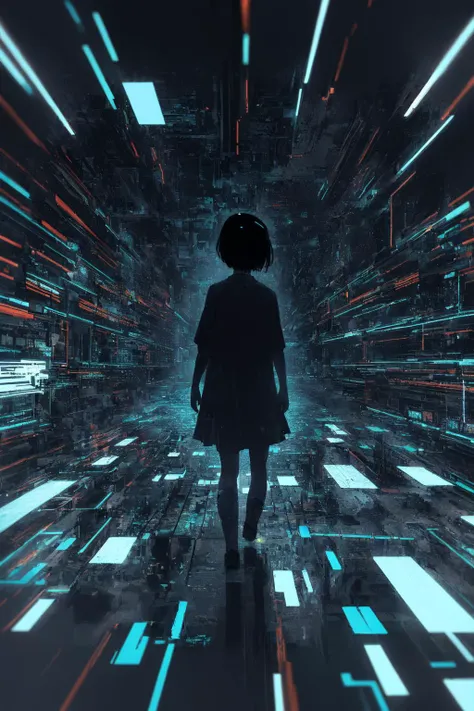extremely detailed CG unity 16k wallpaper, highly detailed, hyper detailed, 8k,
ultra-detailed,(backlight:1.4), delicate background, depth of field,
dark theme,
(horror, mysterious:1.4),
(glitching, glitched,1 girl, black void ,faceless, eyeless:1.5),
(dark glitching:1.2)