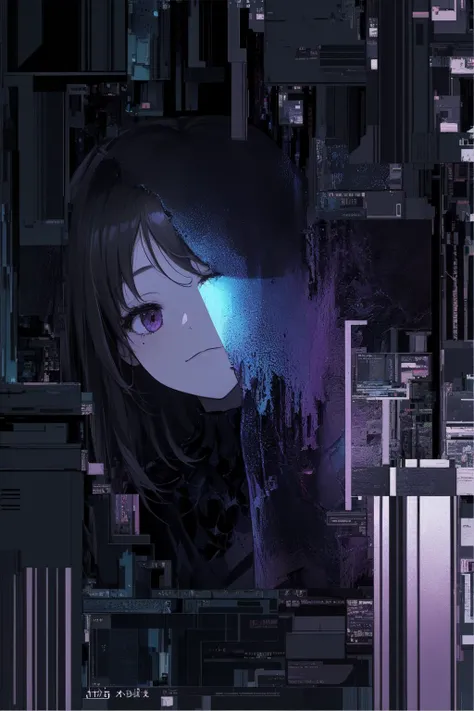extremely detailed CG unity 16k wallpaper, highly detailed, hyper detailed, 8k,
ultra-detailed,backlight, delicate background, depth of field, purple theme,
(horror, mysterious:1.4),
(glitching, glitched,1 girl, black void covers the face:1.5), ((faceless, eyeless:1.3)),
(dark glitching )
