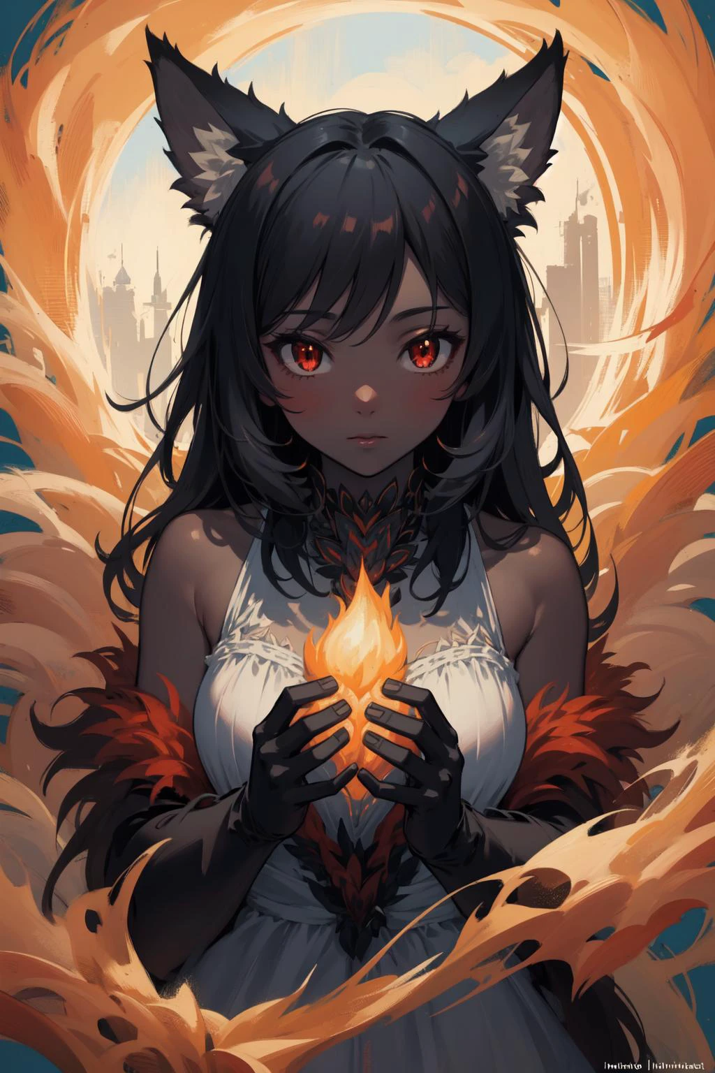 ((best art ,illustration,masterpiece,best quality:1.25)),solo, perfect hands,perfect fingers,bald,flirting with viewer,cinematic composition, <lora:hellhound_V1-Manityro:0.8> hhmge, monster girl, black sclera, slit pupils, animal hands, dark skin, grey skin, toned, red eyes, orange eyes, yellow eyes, black fur, wolf paws