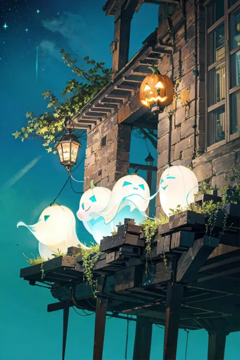 ( halloween theme Suspended city:1.3),<lora:city3 lion128 1 05:1>
natural lighting, soft lighting, sunlight, HDR (High Dynamic Range), Maximum Clarity And Sharpness, Multi-Layered Textures,
(luminous white lovely happy white little ghosts in the background, crystal pumpkin heads ,holding candies and desserts, flying around the city: 1.5),
(breathtaking starry sky: 1.4),
perfect detail reflective surface, freedom,parcel-gilt, white flowers,(neon indigo glow,neon white glow:1.2), night, dark theme, starry sky,(bioluminescence,luminous plants:1.3), ethereal, truth,joy,