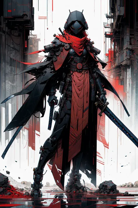 (best qulity,master piece:1.5),(cyberpunk:0.94),(abstract art:1.3),((ninja style:1)), ((black veil)),(((1 short katana weapon,solo weapon,perfect detail katana,))),style of Yuko Shimizu, dark red theme, dark theme, white skin,garnet detail eyes,1girl, ultra high res, masterpiece, best quality,Corpse mountain background,sea of blood , <lora:M4rbleSCNEWCIVIT:0.41> <lora:add_detail:0.7> <lora:glass_crack_effects:0.26> <lora:animeoutlineV4_16:0.99> <lora:nijiarmor_anime_v2:0.99>  <lora:derpd - DerpdeedooStyle:1>