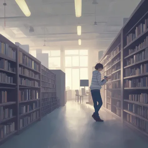 (best quality:2,),stripe,library,