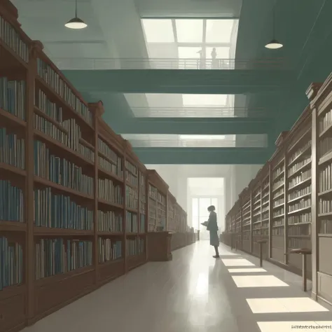 (best quality,master piece:2,),stripe art,library,peaceful,slience,Neatly discharged books,