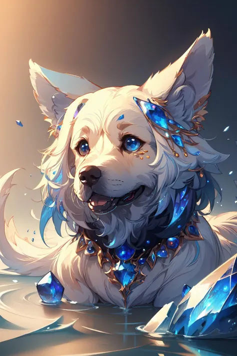 (extremely detailed CG unity 16k wallpaper,best quality, 8k, ultra high res, delicate background, depth of field,gorgeous art:1.3),
(1 dog:1.3),blurry background,
<lora:lapis lazuli art:0.9> lapis_lazuli_art, lazurite_art,lapis_lazuli_animal,