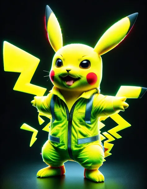 impactful paint of pikachu, highly detailed ral-highvis, 8k, sharp, professional, clear, high contrast, high saturated, , vivid deep blacks, crystal clear <lora:ral-highvis-sdxl:1>