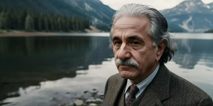 cinematic style,Einstein talking with a man,tailored suit,outdoors,lakeside,blurry background,
photorealistic,masterpiece,best quality,ultra highres,beautiful and detailed skin,realistic,dark,<lora:Oppenheimer-000000:0.6>,