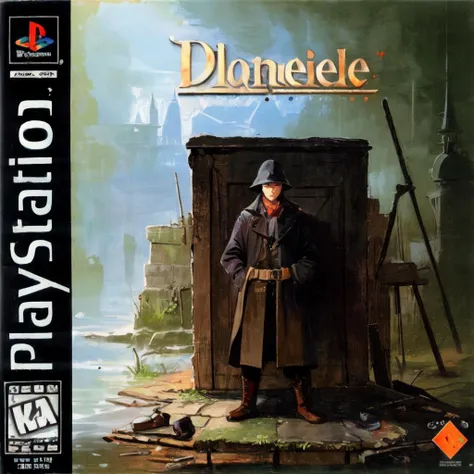 masterpiece,best quality, box art, 1boy, alchemist, cover, logo, English text, 1980s /(style/), <lora:PS1BoxArtV1.2:1.0>