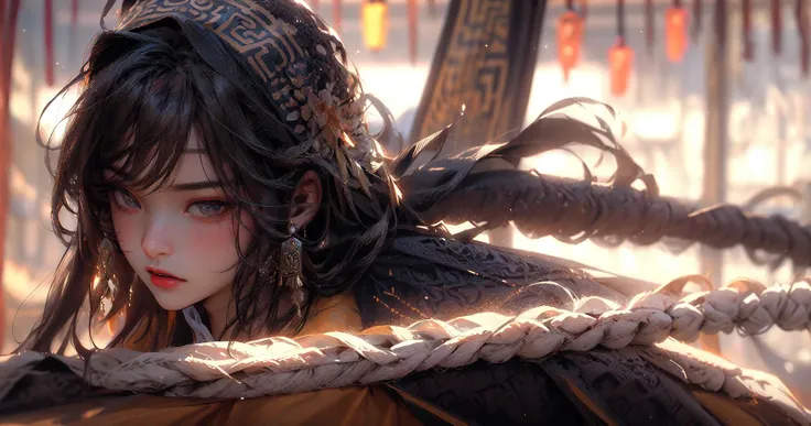 (masterpiece, best quality),(absurdres:1.3),(photorealistic:1.4),RAW photo of beautiful girl,(ultra detailed, ultra realistic, hyper realistic, 8K, ultra highres:1.2),(dynamic pose:1.2),(full_body:1.3),cinematic,bokeh,sharp focus,depth of field,
(a tibetan girl:1.2),long hair,(tibetan headwear:1.2),(bandana:1.1),high detailed face,detailed face texture,(wearing tibetan ethnic costumes:1.2),slim,buddhist ritual implements,glowing,looking_at_viewer,
<lora:ç»èè°æ´more_details:0.8>,