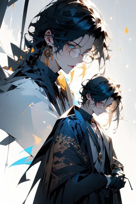masterpiece,best quality,PIXIV,Chinese style,
midjourney,
1boy, gloves, male focus, quill, glasses, jewelry, earrings, eyewear strap, white background, black hair, monocle, holding, black gloves, short hair, hand in pocket, book, shirt, long sleeves, simple background, looking at viewer, tassel, hair between eyes, multiple views, lamp, bangs, collared shirt, paper, single earring, coat, pants, black coat, round eyewear, closed mouth, solo
<lora:midjourney:0.8>