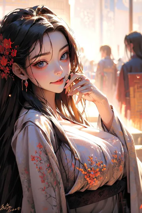 masterpiece,best quality,<lora:alexandria-nvwls-v1-000009:0.9>,alexandria,hair ornament,white dress,wide sleeves,looking at viewer,smile,sky,sideboob,large breasts,upper body,<lora:mocha style:0.5>,mocha style,<lora:ADD_NippleAreola:0.5>, large areolae,huge nipples,, 8k, best quality,masterpiece,ultra high res,colorful,(medium wide shot),(dynamic perspective),sharp focus,depth of field,extremely detailed eyes and face,beautiful detailed eyes,(large breasts:1.2),edgQuality,<lora:GoodHands-vanilla:1>,nice hands,