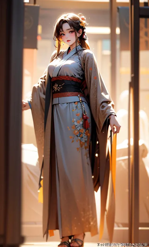 solo,illustration,media of a,
hanfugirl,hanfu,perfect skin,make happy expressions,gorgeous,pure,beautyfull detailed face and eyes,large breasts,beautyfull intricacy clothing decorative pattern details,arms behind back,colorful,clear sharp focus,instagram most viewed,official wallpapera,official art,volumetric lighting,soft lights,cinematic lighting,cinematic effects,wallpaper,Megapixel,highres,Intricate details,ultra detailed,8k,masterpiece a,best quality,(detailed clothes features),HDR,ulzzang-6500,full body