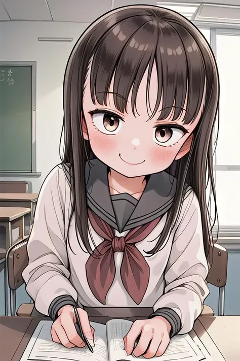 1girl, classroom, cowboy shot, sitting, smile,
yuzuki_kaede, brown eyes, brown hair, long hair, , quality, masterpiece, highres, , red choker, (black playboy bunny), (black fake rabbit ears), (black pantyhose), (black high-heels), cafe