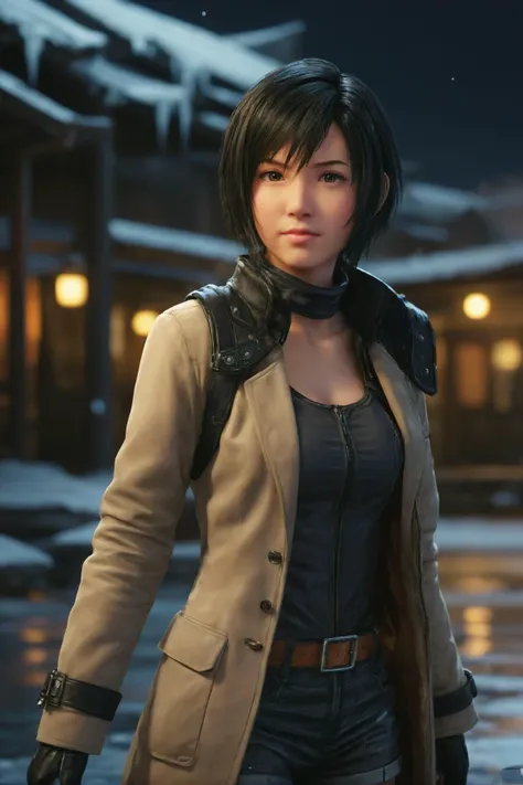 long_coat,yuffie,<lora:yuffie_sdxl_V1-000010:0.5>,looking at viewer,<lora:ALTXL_001_4:1.5>,gentle smile,((water drops)),wet clothes,((beautiful detailed water)),((floating)),dynamic angle,