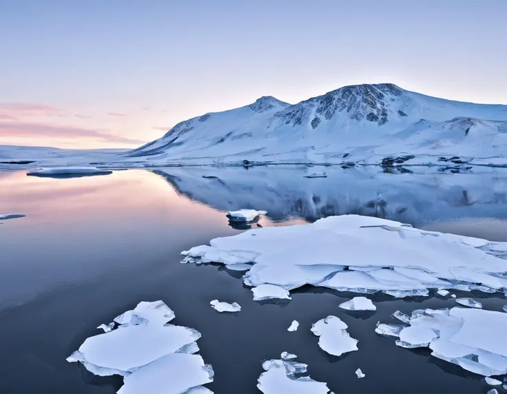 Landscape Photography, arctic landscape at sunset, ultra detailed, depth of field, masterpiece, 8K UHD