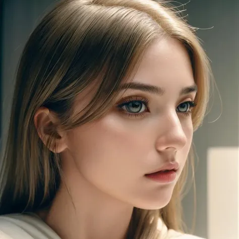 RAW photo of a girl, portrait of a beautiful girl, sideways, (face: Circular Face, Round Eyes, [eye color amber], Nose with an Acquiline Curve Shape, soft lip contours, lower cheekbones, soft chin), [Channel Islander + random hairstyle + random hair color + random Eyebrow style], extremely detailed face eyes lips, highly realistic, masterpiece, absurdres, intricate, highly detailed, high quality photography, 3 point lighting, flash with softbox, 16k, Leica M6, Ektachrome 64, smooth, sharp focus, high resolution, award winning photo, 50mm, f2.8, depth of field