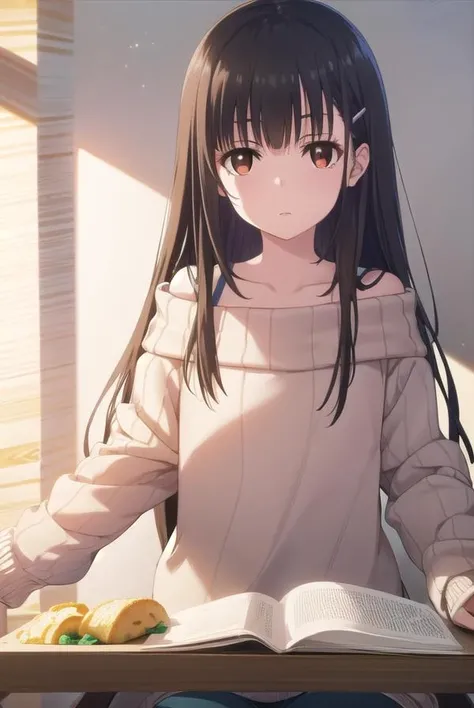 yumeirido, <lora:yume irido s1-lora-nochekaiser:1>,
yume irido, long hair, bangs, (black hair:1.5), hair ornament, (brown eyes:1.5), hairclip,
BREAK collarbone, off shoulder, sweater, off-shoulder sweater, pink sweater,
BREAK indoors, classroom,
BREAK looking at viewer, (cowboy shot:1.5),
BREAK <lyco:GoodHands-beta2:1>, (masterpiece:1.2), best quality, high resolution, unity 8k wallpaper, (illustration:0.8), (beautiful detailed eyes:1.6), extremely detailed face, perfect lighting, extremely detailed CG, (perfect hands, perfect anatomy),