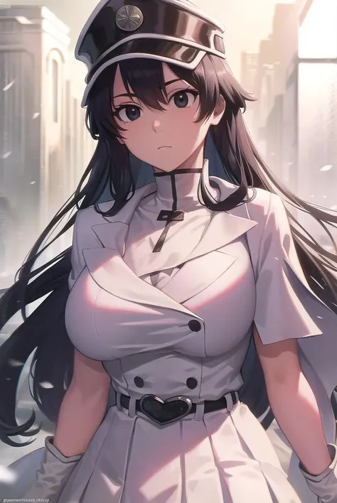 bambietta, <lora:bambiettabasterbine-lora-nochekaiser:1>,
bambietta basterbine, long hair, black hair, (black eyes:1.5), (medium breast:1.2),
BREAK skirt, gloves, boots, belt, cape, cloak, white cloak, hat, cap,
BREAK looking at viewer,
BREAK outdoors,
BREAK <lyco:GoodHands-beta2:1>, (masterpiece:1.2), best quality, high resolution, unity 8k wallpaper, (illustration:0.8), (beautiful detailed eyes:1.6), extremely detailed face, perfect lighting, extremely detailed CG, (perfect hands, perfect anatomy),